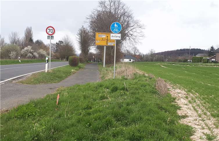 Das Ende des Radwegs an der L123 Richtung Westen. Foto: ADFC Wachtberg