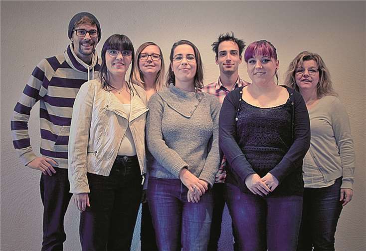 Das Ensemble „Da Capo“: (v.l.) Alexander Mäurer, Claudia Palm, Eva Nardenbach, Louise Probst, Florian Meud, Lisa Marie Wortmann, Birgit Müller.
