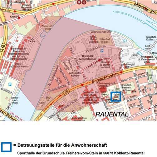 Das Evakuierungsgebiet.  Quelle: Stadt Koblenz
