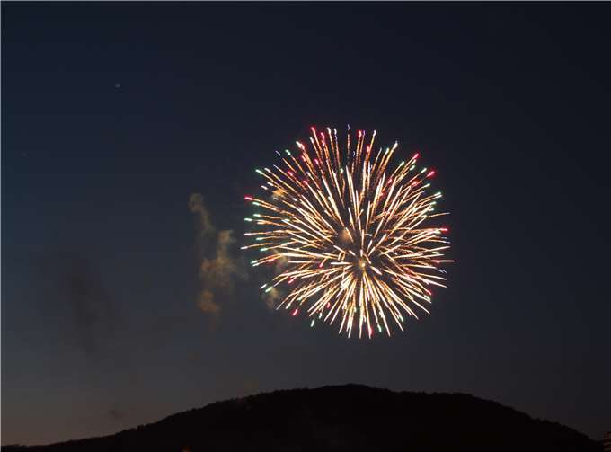 Das Feuerwerk der Bad Hönninger St. Peter und Paul Kirmes als Höhepunkt des Rheinuferfests.