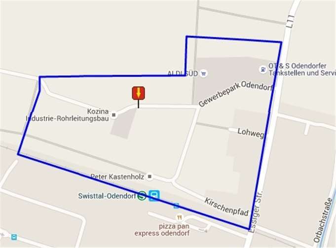 Das Gewerbegebiet in Odendorf.  Bündnis 90/Die Grünen Swisttal