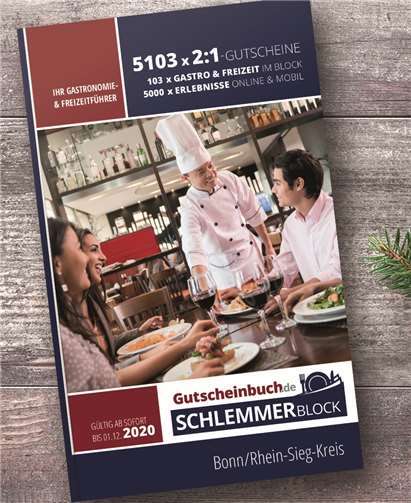 Das „Gutscheinbuch.de Schlemmerblock Bonn/Rhein-Sieg-Kreis“ ist ab sofort im Handel erhältlich. Foto: Gutscheinbuch.de