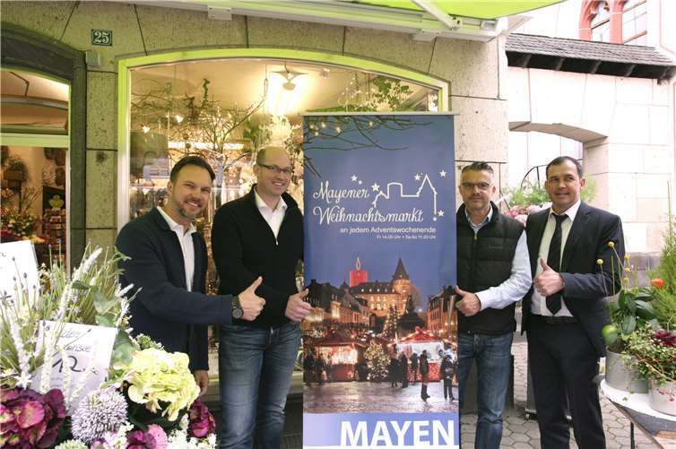 Das Kernteam der Arbeitsgruppe „Mayener Weihnachtsmarkt“ der MY-Gemeinschaft ist vom Erfolg überzeugt (v.l.): Guido Braun-Ragusa, Dr. Wolfgang Schlags, Martin Conrad und Markus Schmitt.