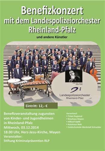 Das Landespolizeiorchester Rheinland-Pfalz spielt am 3.Dezember zugunsten von Kinderheimen.privat