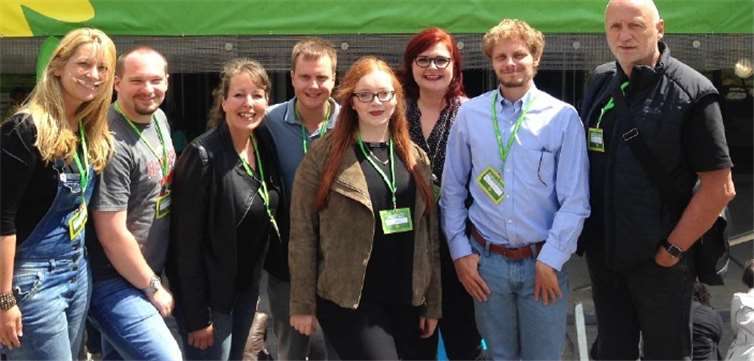 Das Mayen-Koblenzer Grünen-Team mit der Landtagsabgeordneten Pia Schellhammer auf der BDK in Berlin. privat