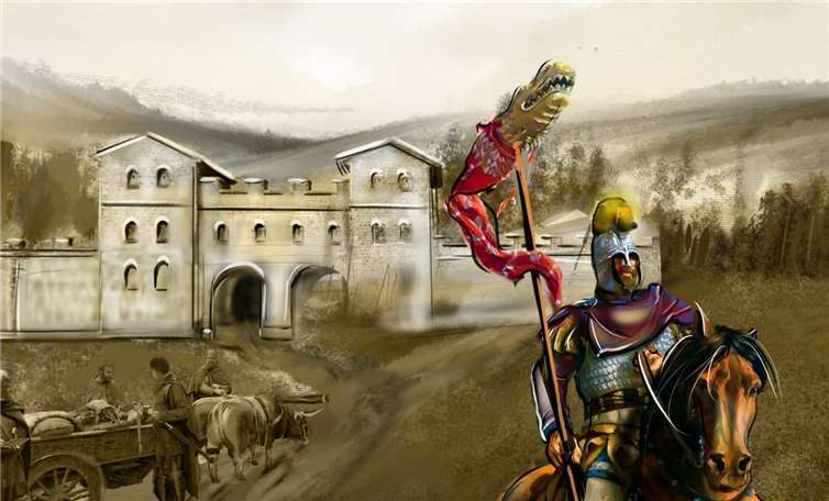 Das Motiv eines römischen Reitersoldaten soll zur Gestaltung beitragen.