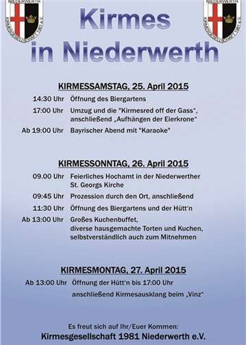 Das Niederwerther Kirmesprogramm 2015.