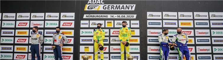 Das Podium der ADAC GT4 Germany auf dem Nürburgring.Fotos: ADAC