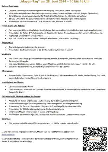 Das Programm zum „Mayen-Tag“.