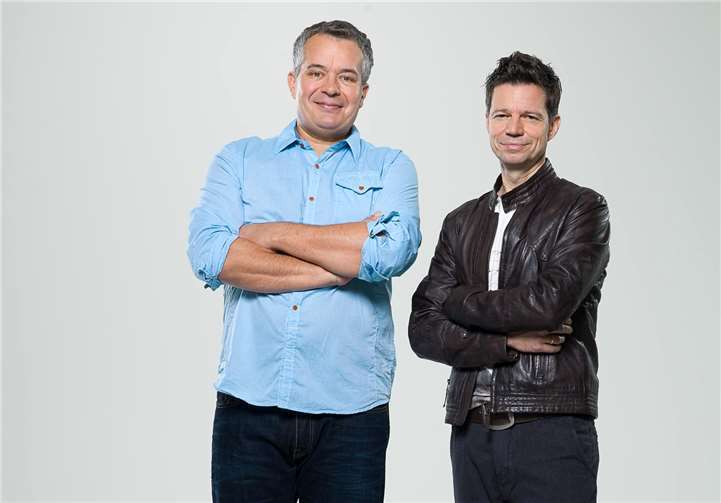 Das SWR3-Comedy-Duo Sascha Zeus & Michael Wirbitzky. Klaus J.A. Mellenthin