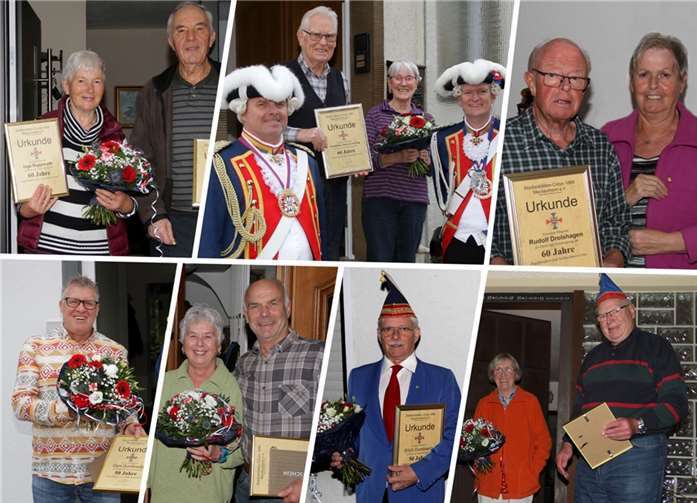 Das Stadtsoldaten-Corps 1868 Meckenheim zeichnete Mitglieder aus, welche sich durch besonders lange Mitgliedschaften im Verein verdient gemacht haben.Foto: privat