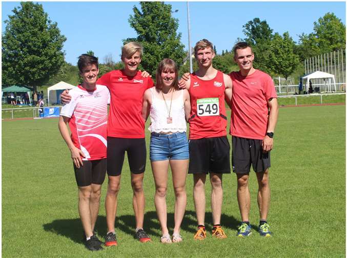 Das Team der LG Maifeld-Pellenz in Saulheim (v. l.): Felix Frieb, Jakob Rotta, Sandra Teller, Andreas Giese und Niklas Iking.Foto: privat
