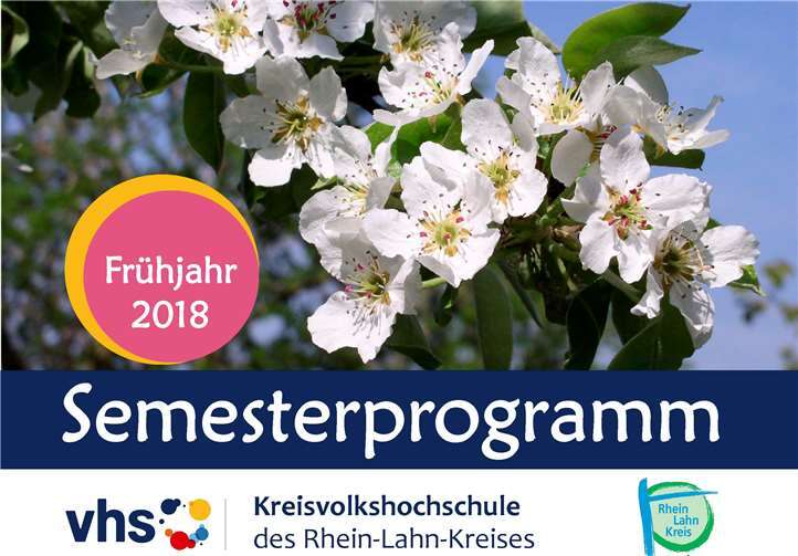 Das Titelblatt des Programmhefts Frühjahr/Sommer 2018 der Kreisvolkshochschule Rhein-Lahn.Hartwig