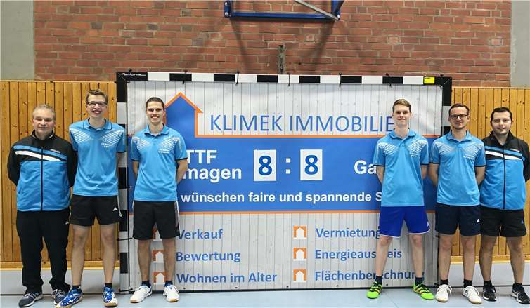 Das Unentschieden zum Rückrundenstart erzielten (von links) Guido Lenz, Tobias Dörr, Daniel Jacquemien, Peer Stobbe, Michael Kleinschmager und Kevin Müller.privat