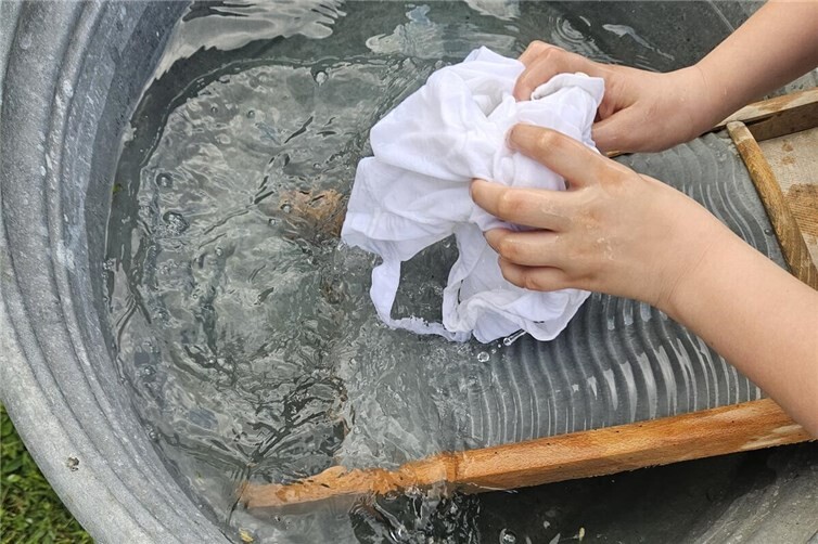 Das Wäschewaschen machte Spaß, zeigte aber auch wie beschwerlich es früher war