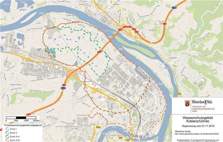 Das Wasserschutzgebiet Koblenz-Urmitz. Geoportal Wasser