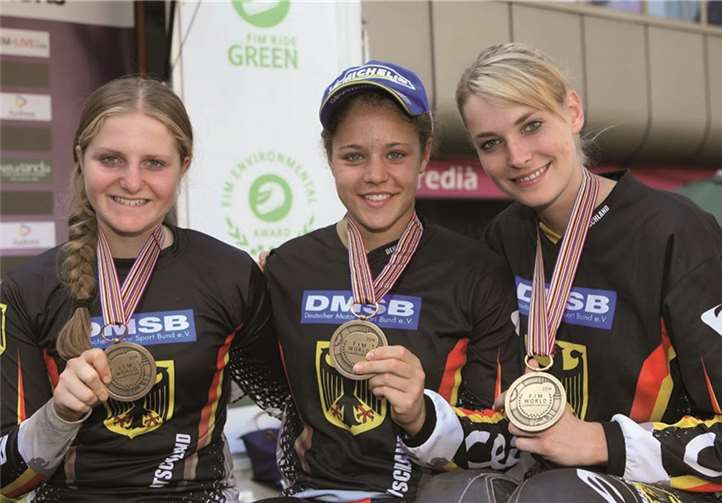 Das deutsche Damen-Team erreichten die Bronze-Medaille bei den Trial-Weltmeisterschaften in der Mannschaftswertung. privat