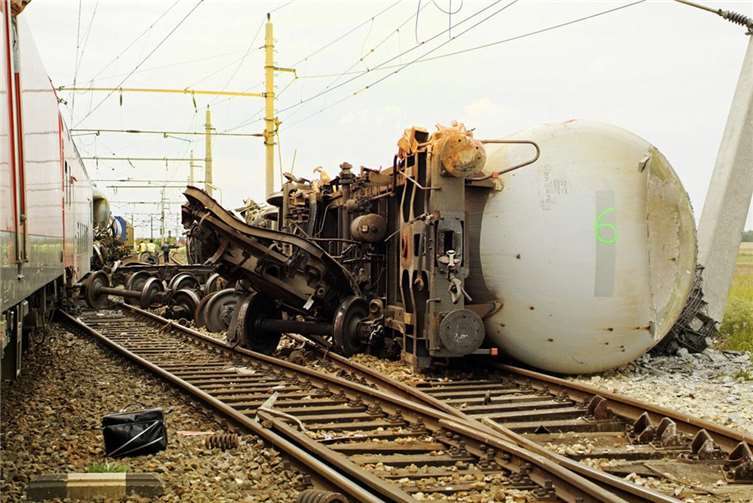 Systemfehler macht Güterzüge zu tickenden Zeitbomben Das gilt es zu verhindern: Entgleister Güterzug mit unübersehbaren Folgen!Foto: Pro Rheintal e.V. Bürgernetzwerk