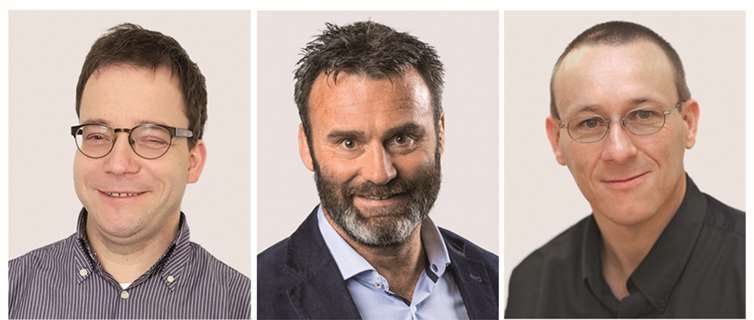 Das interdisziplinäre Team v. l.: Lars Kleindienst (Selbstbetroffener und Hörakustikmeister), Björn Reicke (Facharzt für HNO-Heilkunde), Dan Hilgert-Becker (Hörakustikmeister und Audiotherapeut). privat