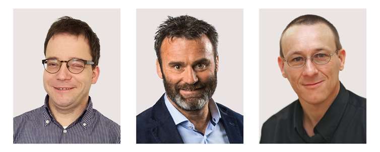 Das interdisziplinäre Team v. l. n. r.: Björn Reicke (Facharzt für HNO-Heilkunde), Dan Hilgert-Becker (Hörakustikmeister und Audiotherapeut), Lars Kleindienst (Selbstbetroffener und Hörakustikmeister). Foto: privat