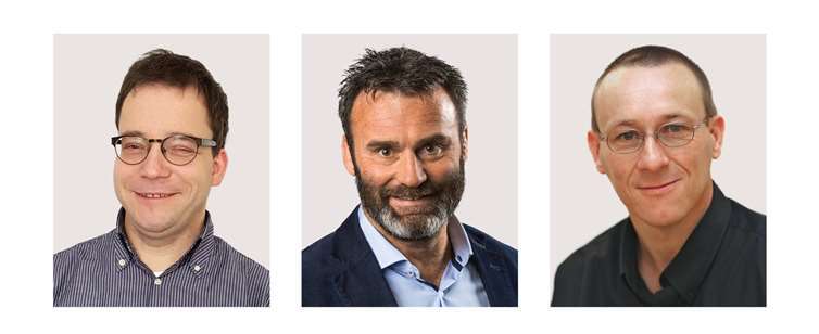 Das interdisziplinäre Team v.l.n.r.: Björn Reicke (Facharzt für HNO-Heilkunde), Dan Hilgert-Becker (Hörakustikmeister und Audiotherapeut), Lars Kleindienst (Selbstbetroffener und Hörakustikmeister). privat