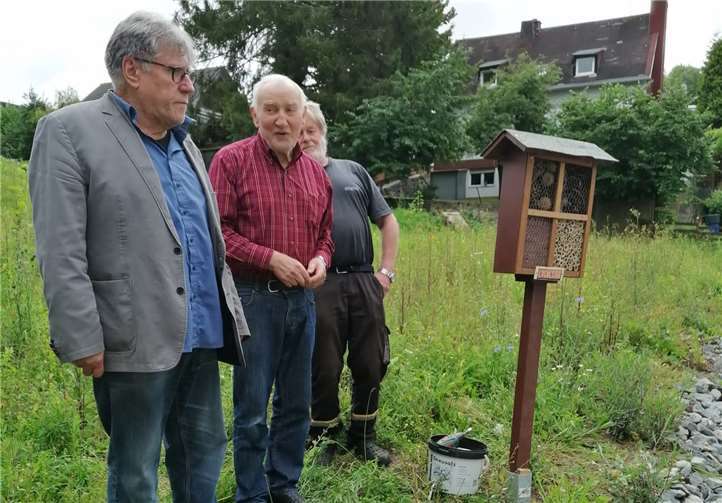 Das neue Insektenhotel steht auf dem Grundstück hinter dem DGH. Foto: privat