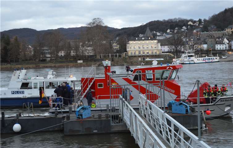 Das neue Löschboot am Anleger in Kripp.Fotos: AB