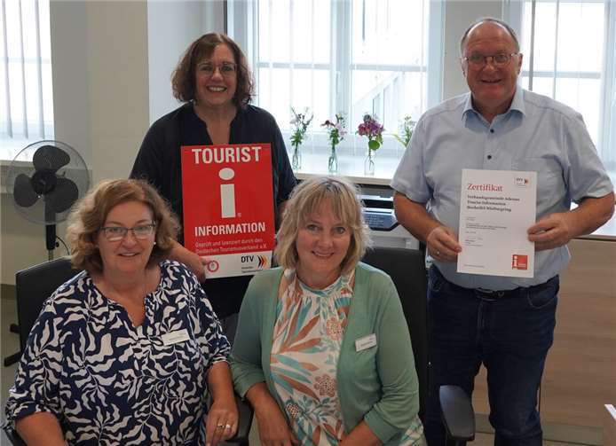 Das rote Hinweisschild mit dem charakteristischen „i“ für Informationsstelle führt Urlauber auf schnellstem Wege zu der vorbildlichen Tourist-Information. Foto: Verbandsgemeindeverwaltung Adenau