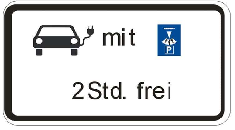 Das von der Stadtverwaltung selbst entworfene Zusatzzeichen markiert die ausgewiesenen Stellplätze.privat