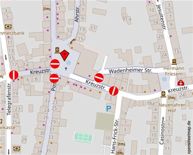 Das von der Vollsperrung betroffene Gebiet. Quelle: OpenStreetMap