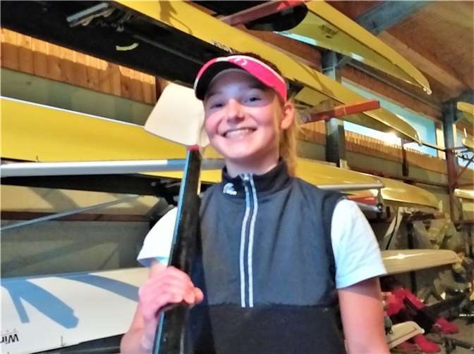 Das wöchentliche Training findet für die Schülerin des KuBa Münstermaifeld Felicitas Welter im Einer statt, das Wochenende gehört dem gemeinsamen Training mit Sarah Kaden (Trier) im „Zweier ohne“. Foto: privat