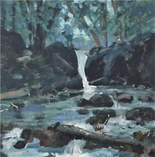 Den Bezug zu ihrer Heimat findet man auch immer wieder in ihren Gemälden, wie hier bei „Nette an der Rauschermühle“.Foto: B. Gilberg