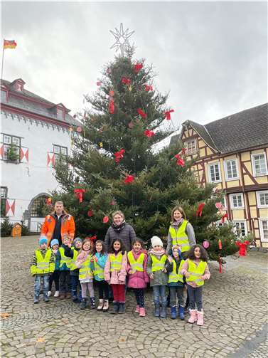 Den Schmuck am Weihnachtsbaum haben die Kinder selbst gebastelt. Foto: Stadt Linz
