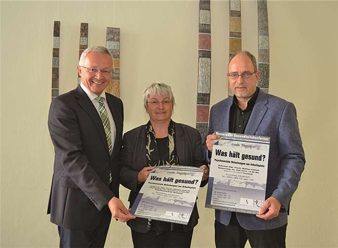 Der 1. Kreisbeigeordnete Achim Hallerbach, Gleichstellungsbeauftragte Doris Eyl-Müller und Psychiatriekoordinator Dr. Ulrich Kettler laden zur Teilnahme an der Neuwieder Gesundheitskonferenz am 25. Juni ein. privat