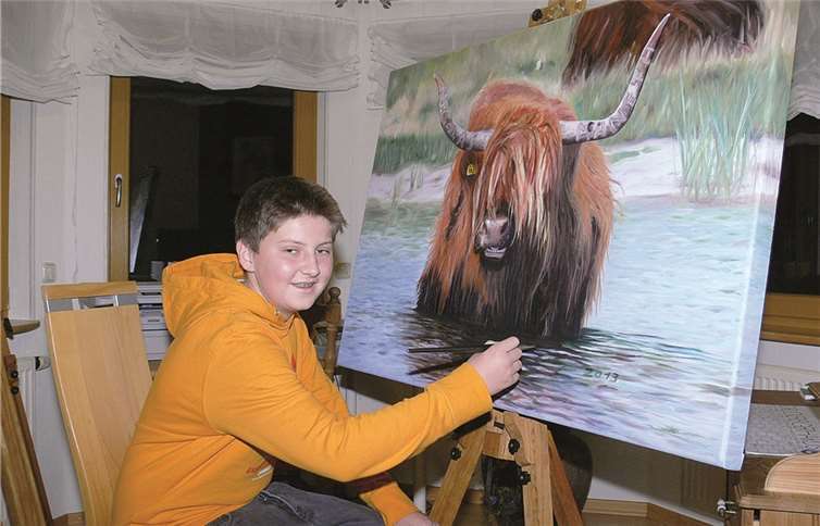 Der 15-jährige Nachwuchskünstler Nicolas Maneth aus Hambuch liebt die Ölmalerei.