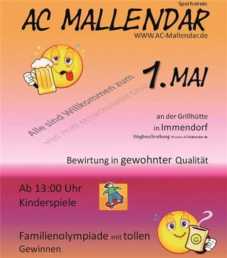 Der AC Mallendar lädt alle Maiwanderer ein zum Grillfest an der Immendorfer Grillhütte.