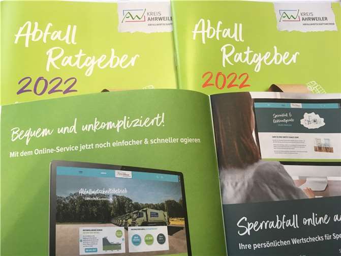 Der Abfallratgeber 2022 informiert über die Abfuhrtermine in den Kommunen und bietet darüber hinaus weitere wichtige Informationen rund um das Thema Abfallentsorgung. Foto: Kreisverwaltung Ahrweiler
