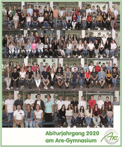 Der Abiturjahrgang 2020 am Are-Gymnasium gemeinsam mit ihren Stammkurslehrerinnen und -lehrern. Foto: privat