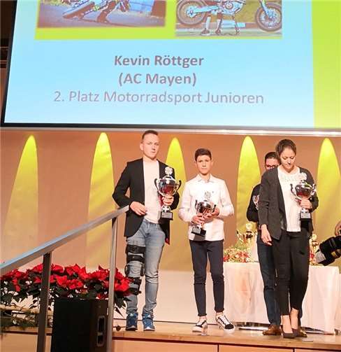 Der Adenauer Kevin Röttger wurde als Vize-Landesmeister Rheinland Pfalz in der Kategorie Motorrad Junioren geehrt.privat