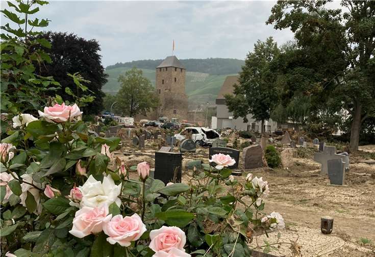 Der Ahrtorfriedhof nach der Flut.  Foto: Carmen Glöckner