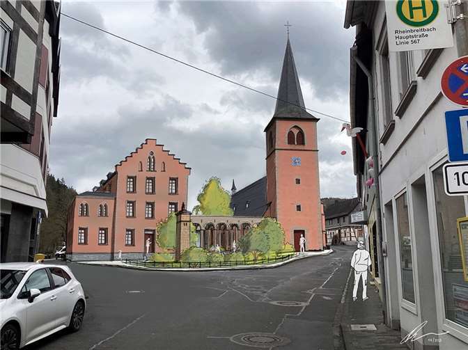Der Architekt Pakertharan Jeyabalan aus Potsdam hat einen Plan mit grünem Kirchplatz entworfen. Quelle: Stadtbild Deutschland e.V.