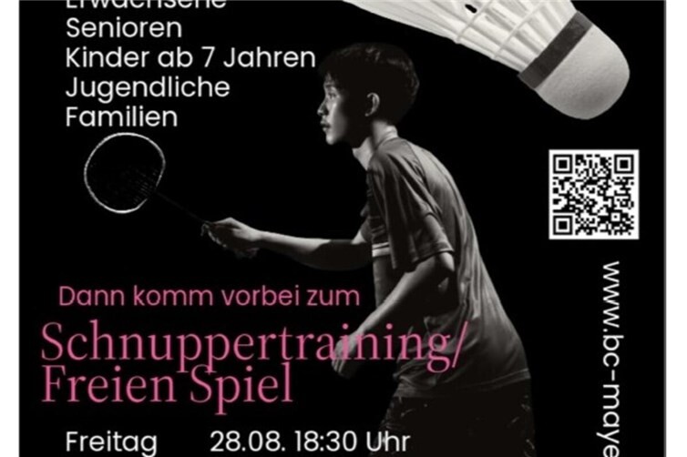 Der Badminton Club Mayen e.V. lädt zum Schnuppertraining ein.