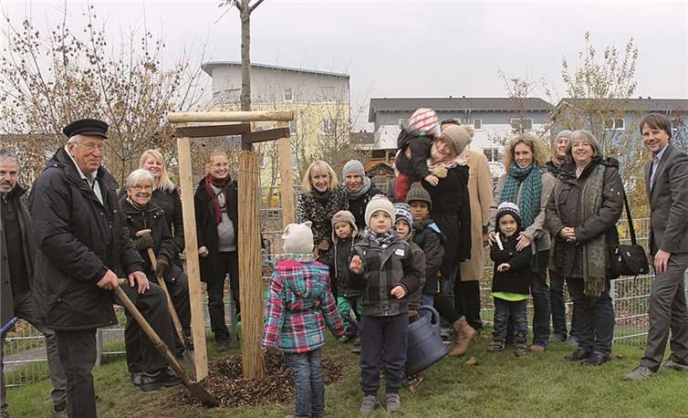Der Baum wurde vom Eigenbetrieb Grünflächen- und Bestattungswesen unter tätiger Mithilfe der Spender gepflanzt und von Kita-Kindern gehörig angegossen. Stadt Koblenz