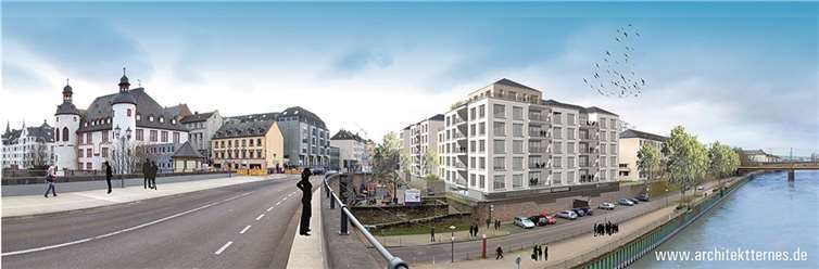 Der Entwurf für die umzusetzende Bebauung vom Architekturbüro Jens Ternes, Koblenz entwickelt.