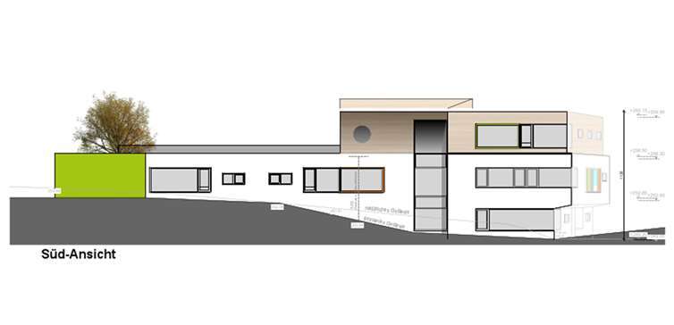 Der Entwurf zeigt, wie die neue Kita an der Peterstorstraße aus der Perspektive des Krankenhauses aussehen könnte. Mit 2,8 Mio. Euro ist der Neubau der größte Einzelposten auf der Investitionsliste der Stadt. Architekturbüro Simon