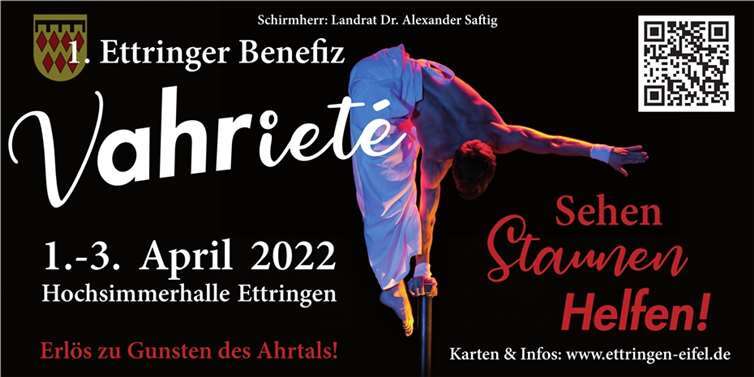 Der Erlös des 1. Ettringer Benefiz-Varieté kommt dem flutgeschädigten Ahrtal zu Gute.  Quelle: Ortsgemeinde Ettringen