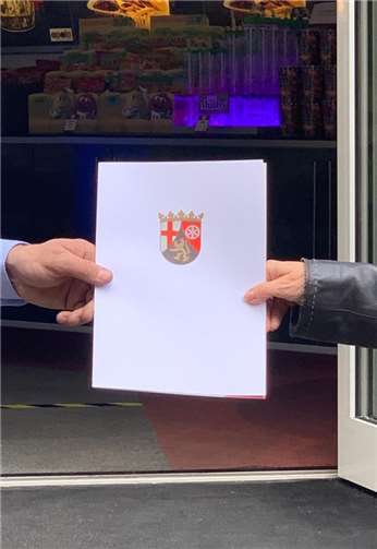 Der Förderbescheid des Landes Rheinland-Pfalz.