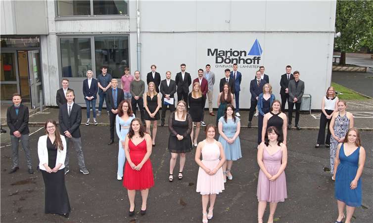 Der G8-Abiturjahrgang 2021. Foto: Marion-Dönhoff-Gymnasium Lahnstein
