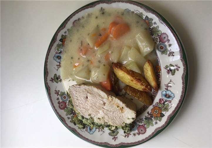 Der Hauptgang des Drei-Gänge-Menüs.privat