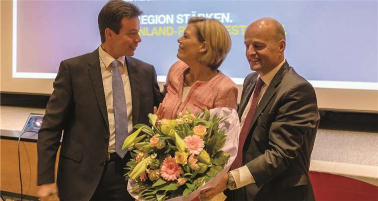 Der Koblenzer Kreisvorsitzende Andreas Biebricher, Landesvorsitzende Julia Klöckner und Bezirksvorsitzender Dr. Adi Weiland, (v.l.).privat